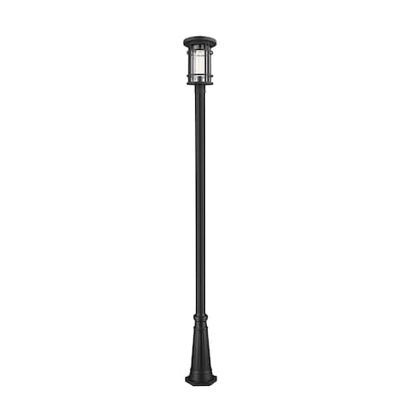 Z-Lite Jordan 1 Light Outdoor Post Mounted Fixture, Black And Clear Seedy 570PHB-519P-BK